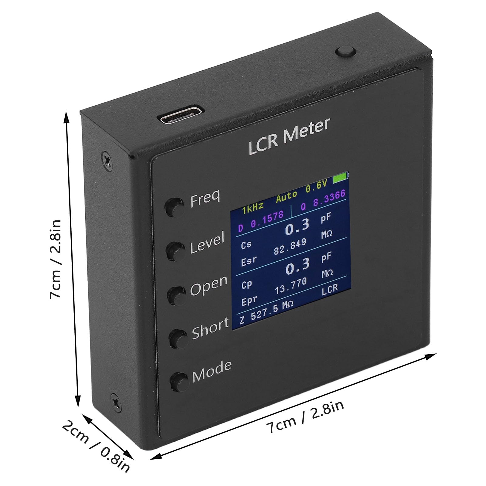 Cocoarm Tester, Mini-SMD-Tester mit Gehäuse aus Aluminiumlegierung, 1,54-Zoll-Farbbildschirm, 1200-mAh-Batterie, Automatische Messung für Elektronik-Reparaturbank-Test-Bastler