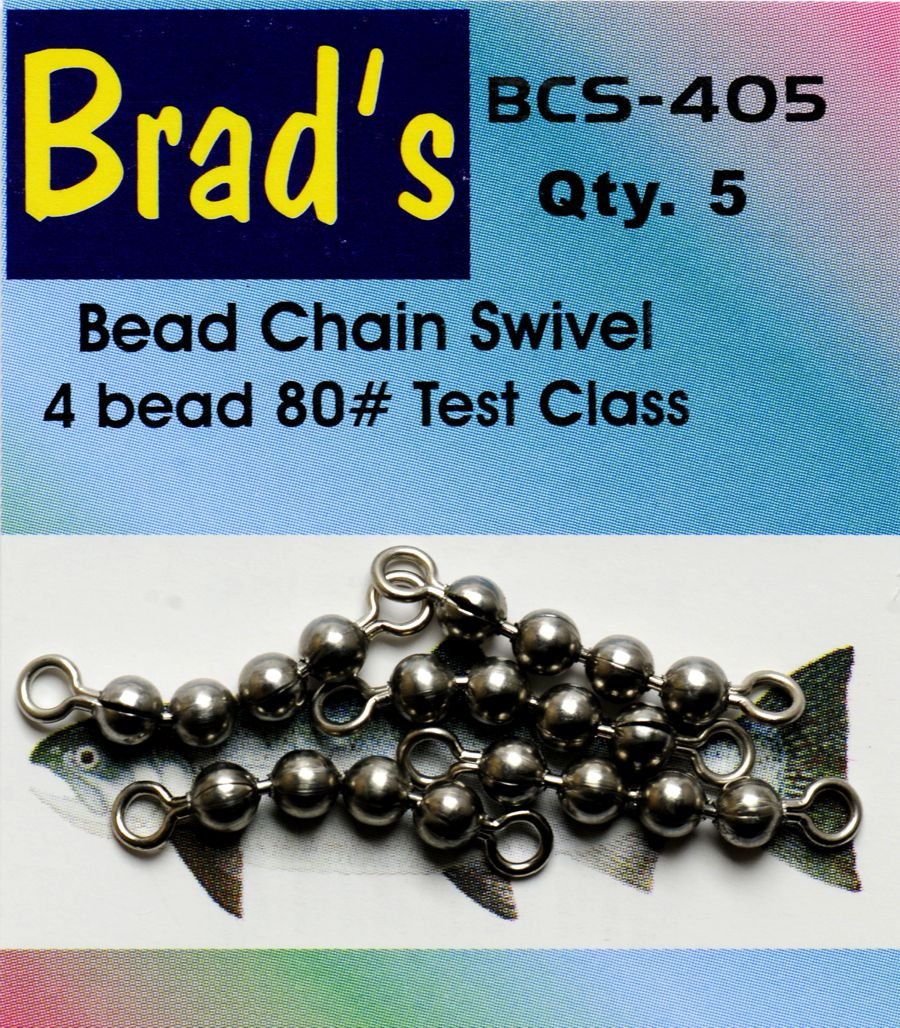 Brad's Killer Fishing Gear Chaîne à perles unisexe de 0,3 cm, 4 perles, 5 paquets, noir