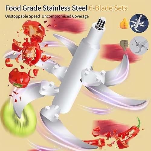 Miniatura 3 de Procesador de alimentos, picador eléctrico de alimentos de 5 velocidades, molinillo de carne de 5 L (20 tazas) con dos juegos de 6 cuchillas,