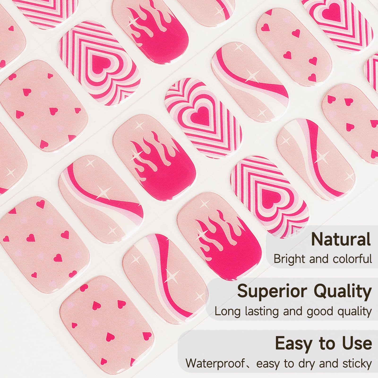 Semi Cured Gel Strips, 28 pcs Work with Any UV Lamp, Long Lasting Stickers Full Wraps - Image 3