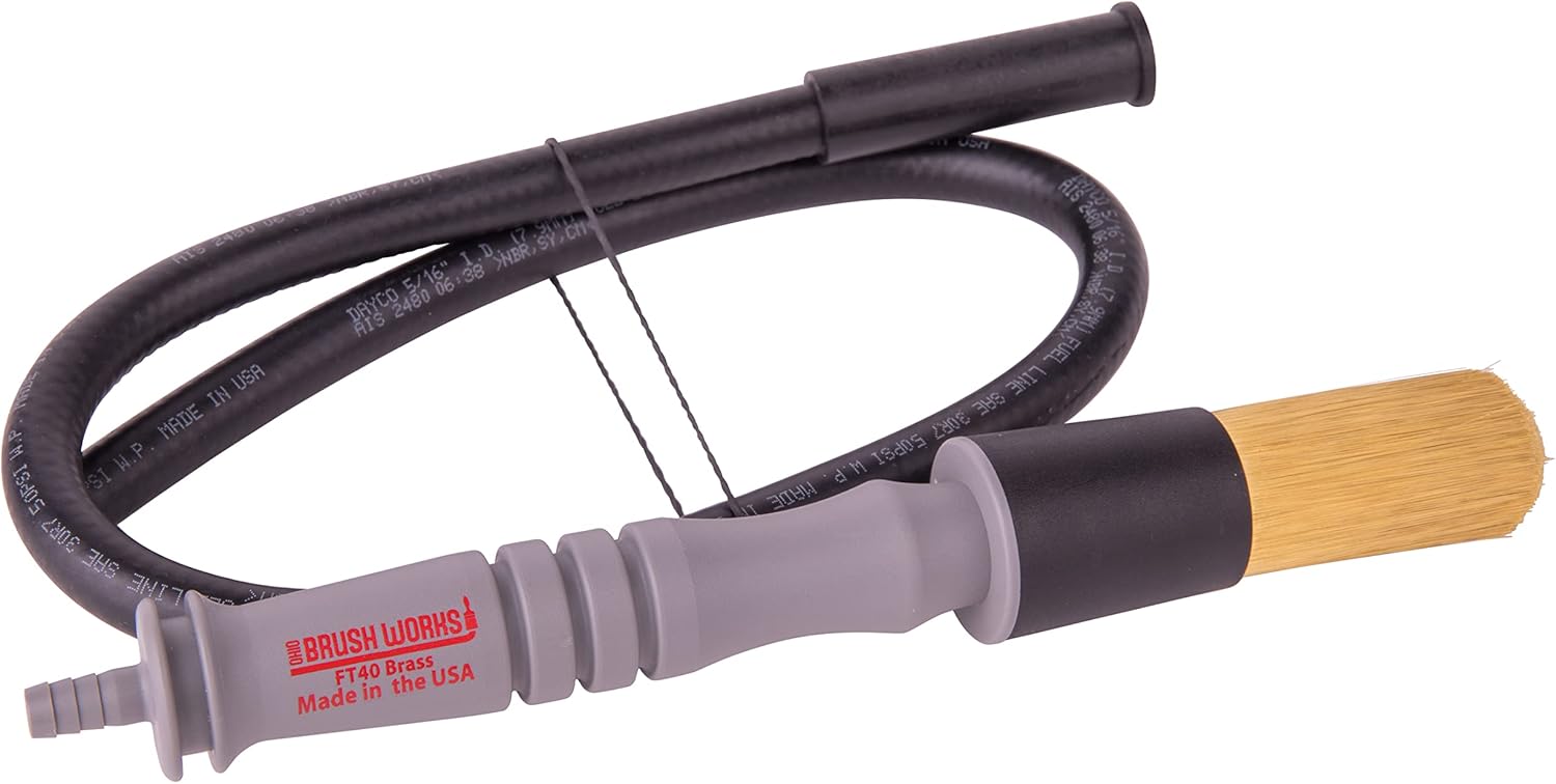 Ohio Brush Works, Parts Washer Flow-Through Brush, Handmade, Neoprene Hose Adapter, Solvent, Heat and Abrasion Resistant, Tool Scrubbing Brush, Easy Grip, Polyester Filament (Brass Bristle) : Industrial & Scientific