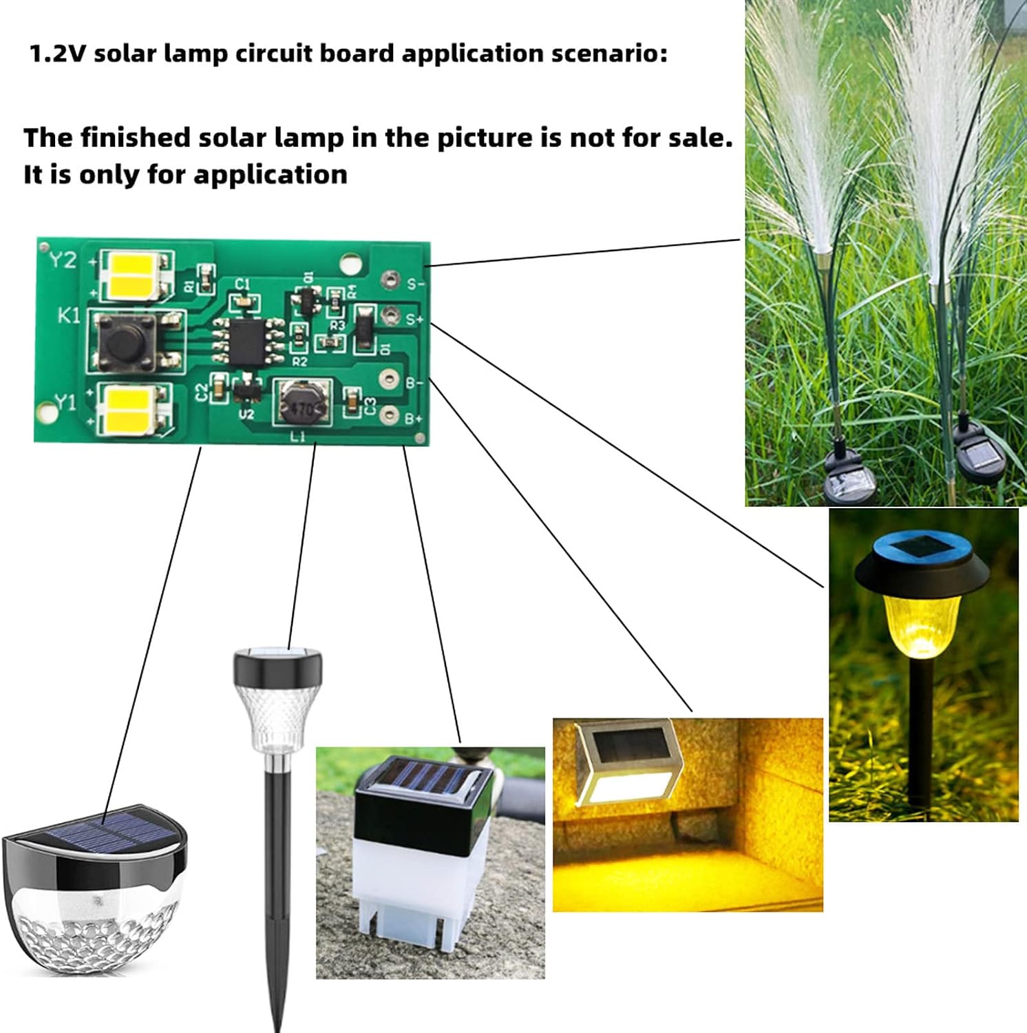 2 Set 1.2V Solar Lights Control Panel Set, Solar Lamp Controller Board, PCB Lawn Lamp Control Board Kit for Wall Light, Night Lights