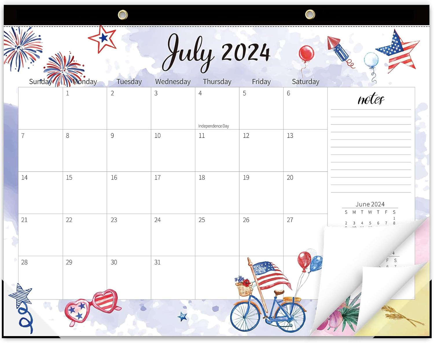 Monthly Large Desk Calendar 2024-2025 - 18 Months 22” x 17” Calendar from Apr. 2024 to Sept. 2025, with Holiday Watercolor Design for Office School Home
