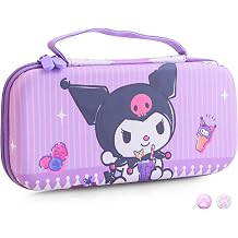 HYPERCASE Nintendo Switch veya OLED i in Mor Ta ma Seyahat  antas , NS/OLED Konsol i in Sevimli Sert Kabuk Anahtar K l f , Joycon Grip, Aksesuar Saklama, 10 Kart Yuvas  ve 2 Thump Caps ile - Kuromi