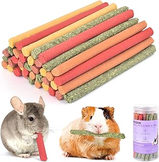ERKOON Kaninchen Spielzeug, Timothy Heu Sticks Karotten Rosengraskuchen Zahnpflege Molar, Chinchillas Spielzeug Kauspielzeug für Kaninchen, Meerschweinchen, Hamster, Chinchilla (L/40 pcs) product image