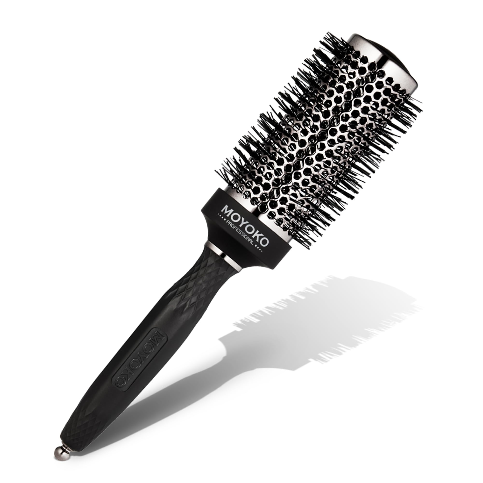 MOYOKO Silver Arch Round Brush for Blow Out (45mm) Professional Metal Round Hair Brush for Blow Drying Hair with Sectioning Pin, Salon Quality