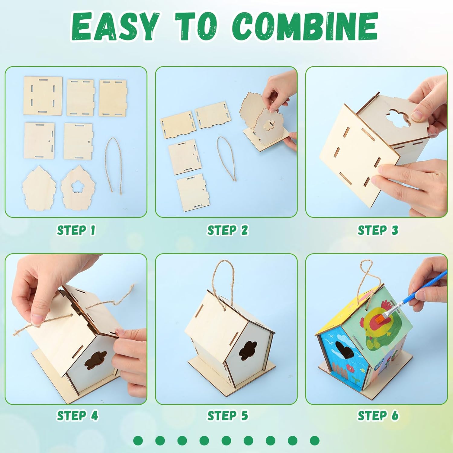 36 Pcs 4. 33" DIY Wooden Birdhouses Craft for Kids Unfinished Wooden Birdhouse Kits Wood Painting Kit to Build and Paint Unpainted Birdhouses for Children Easter Crafts