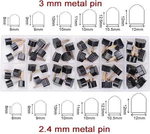Miniatura 4 de Juego de 24 pares de puntas de repuesto de tacón alto para mujer, 6 tamaños, 8, 9, 10, 11, 12, 0.492 in, en forma de U (negro), Negro -