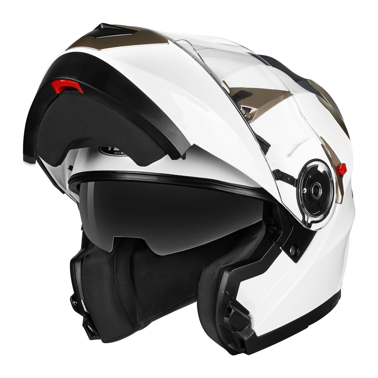 Motorcycle Modular Full Face Helmet DOT Approved - YEMA Helmet YM-925 Motorbike Casco Moto Moped Street Bike Racing Helmet with Sun Visor for Adult Youth Men and Women White XXL (62-63 cm)