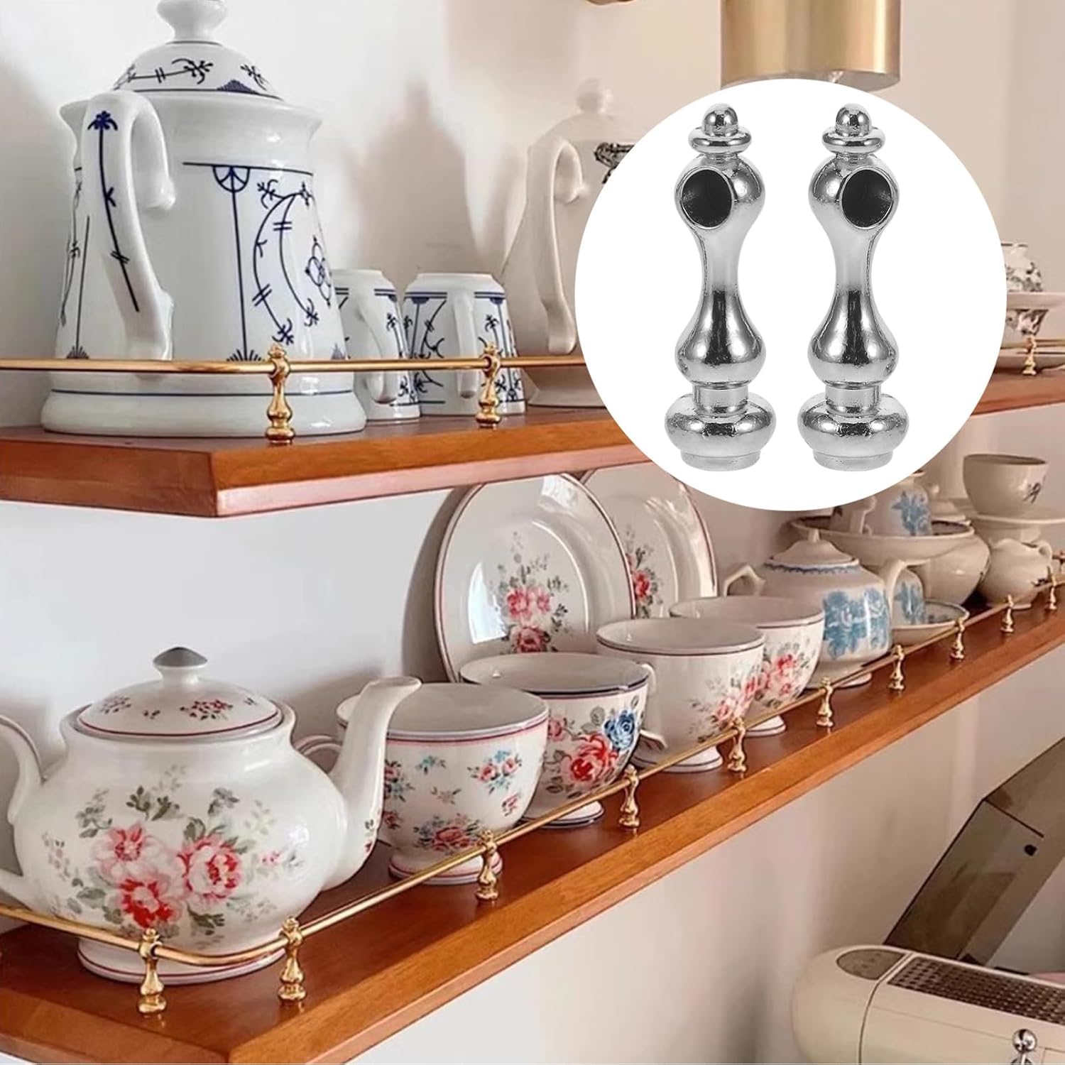 Ciieeo Furniture Hardware Railing Post End Cap Connector for Cabinet Decorative Spindles Wine Cart Glass Railing Assembly 4Pcs Zinc Alloy