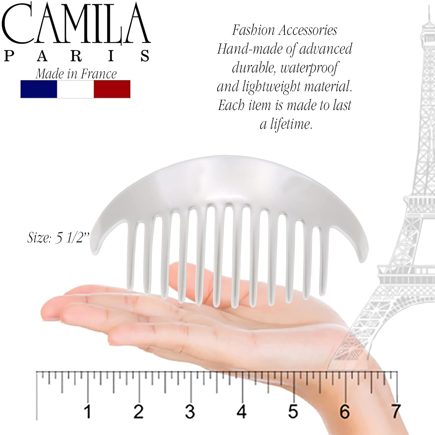 Camila Paris CP3017 French Hair Side Combs, White Pearl Interlocking Combs French Twist Hair Combs, Strong Hold Hair Clips for Women Bun Chignon Up-Do, Styling Girls Hair Accessories, Made in France : Beauty & Personal Care