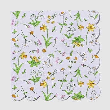 Coterie Guess How Much I Love You Blue Napkins Set of 25 Floral Paper Napkins for Easter, Spring Party, Baby Shower, Tea Party, Garden Party, Birthday & More | 6.5 Disposable Napkins