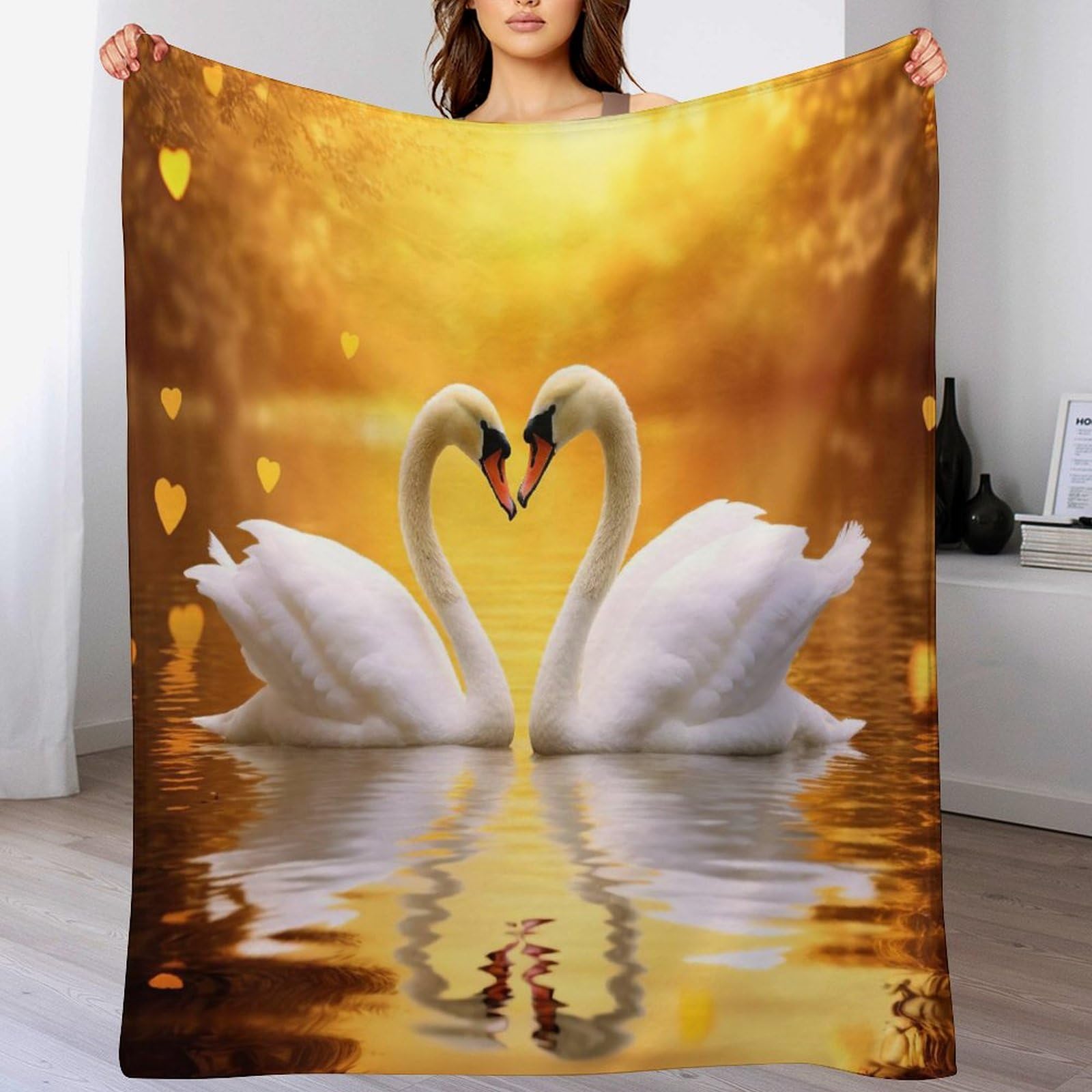 Couverture en flanelle Cygne douce couverture de canapé au toucher velours