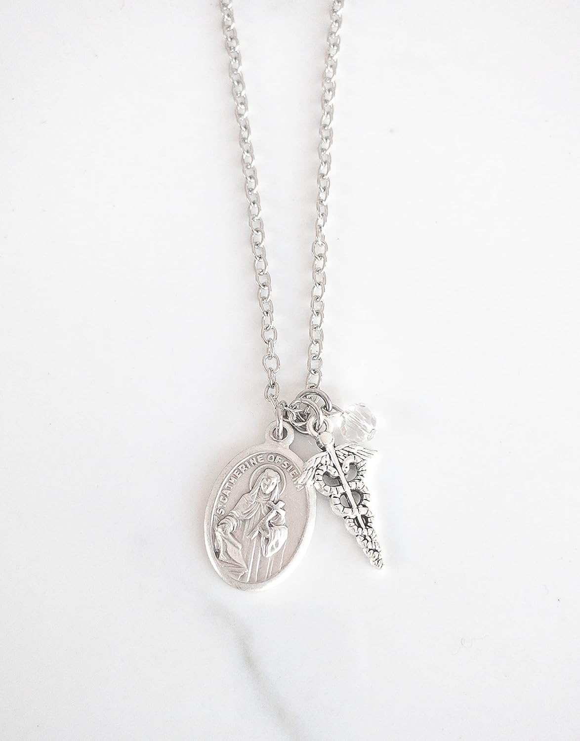 St Catherine of Siena Patron Saint of Nurses Gift Catholic Confirmation Necklace - Image 2