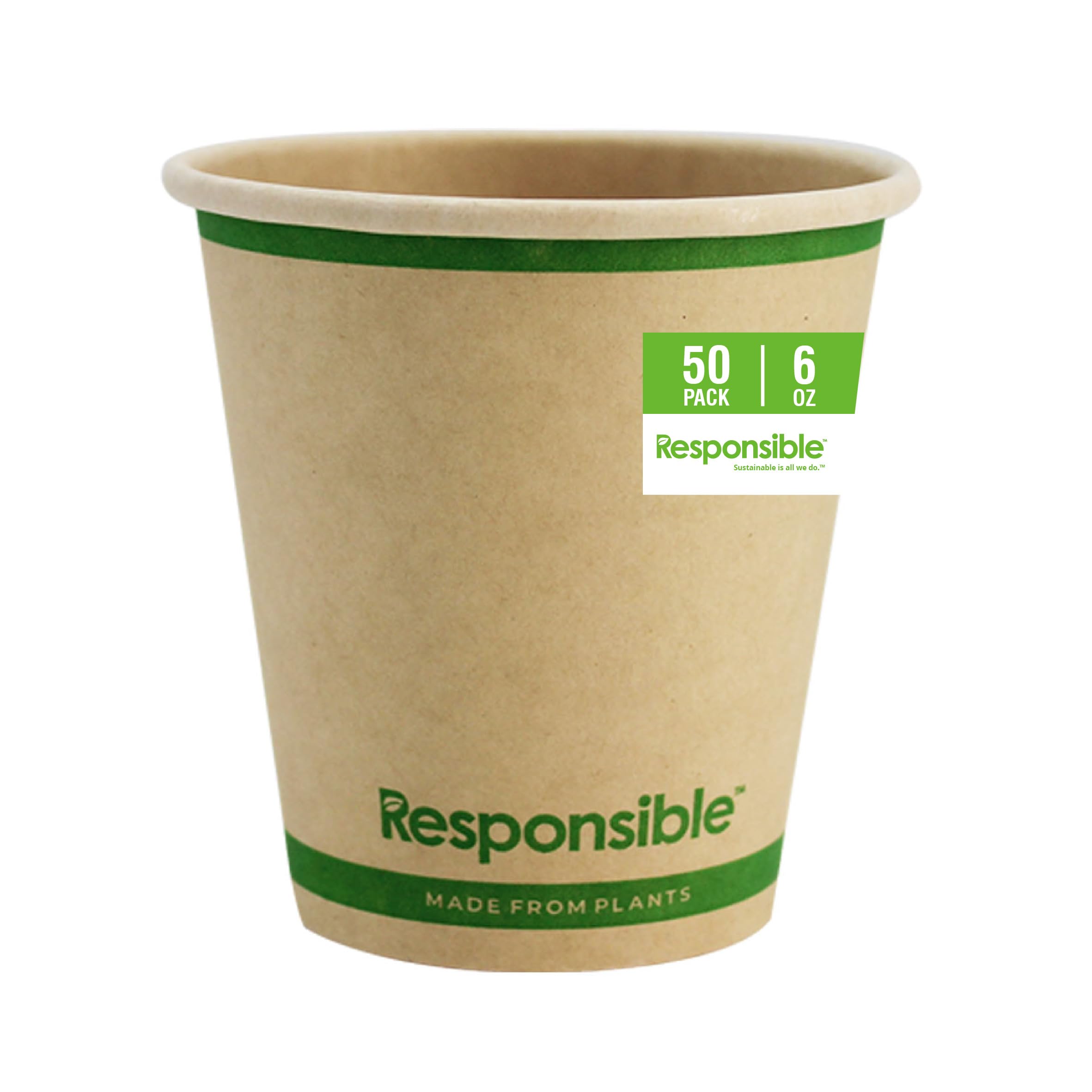 Responsible Products 6 oz (50 Count) / Natural Brown / Casual Cups