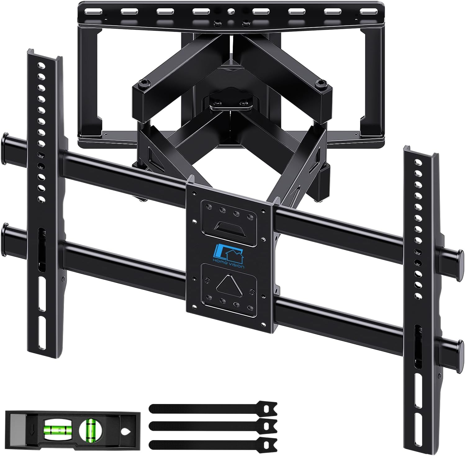 HOME VISION Full Motion TV Wall Mount Bracket for 32-85 Inch Flat/Curved TVs, Dual Articulating Arms with Swivel Tilt Level, 132Lbs Capacity, Fits 16 Inch Studs, Max VESA 600x400mm