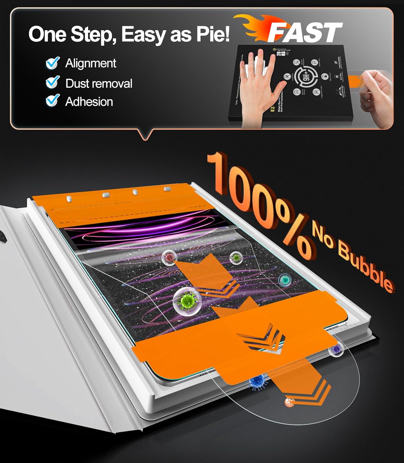 EZ-GLAZ-2 Pack for iPad Pro 12.9 Inch Screen Protector 6th 5th 4th 3rd Gen (2022/2021/2020/2018), Military-Grade Shatterproof, 9H+ Tempered Glass with Installation Box, Anti-Scratch, Apple Pencil Compatible, HD Clarity, Bubble Free