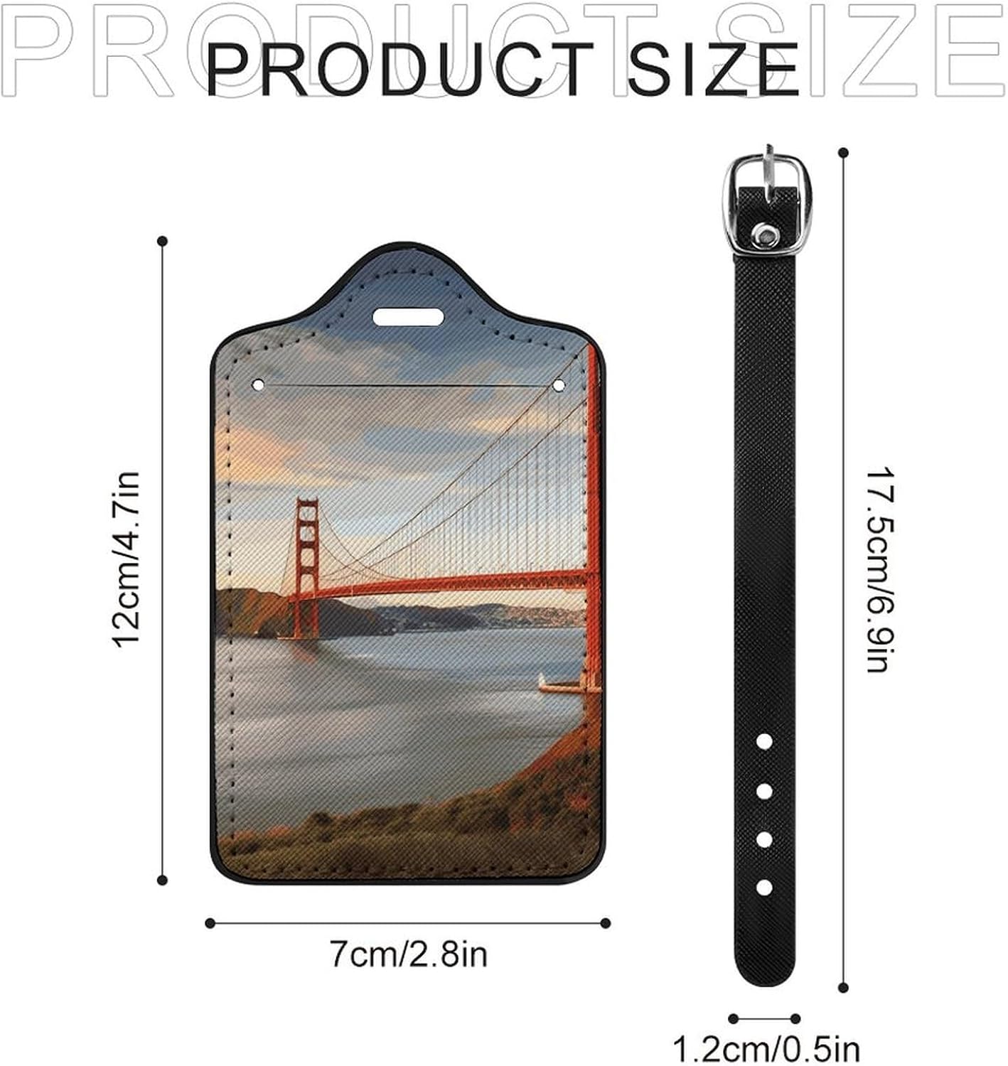 Golden Gate Bridge PU Leather Luggage Tags, Name Tags for Travel image 2