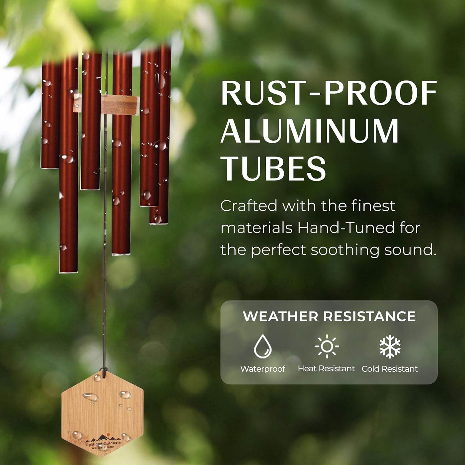 Red Deep Tone Wind Chime – Outdoor Sympathy & Memorial Gift for The Loss of a Loved One, Memorial Wind Chimes, Thoughtful Sympathy Gift for Bereavement and Remembrance. 29" Copper Red - Image 6