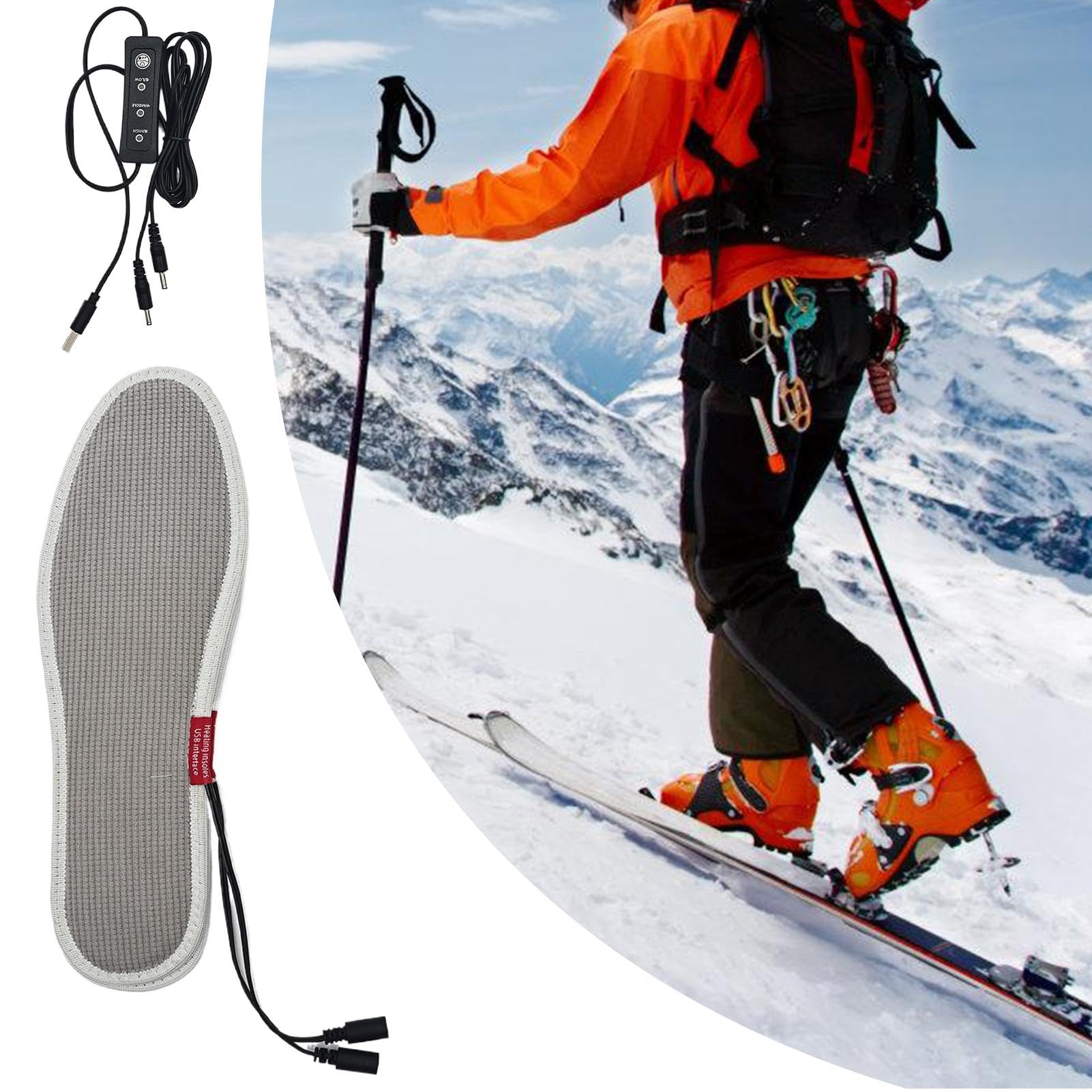 Solette Riscaldate Ricaricabili USB Per Uomo E Donna - Regolabili A 3 Temperature, Tagliabili | Per Sci, Escursionismo, Campeggio Invernale, Taglia 41-46