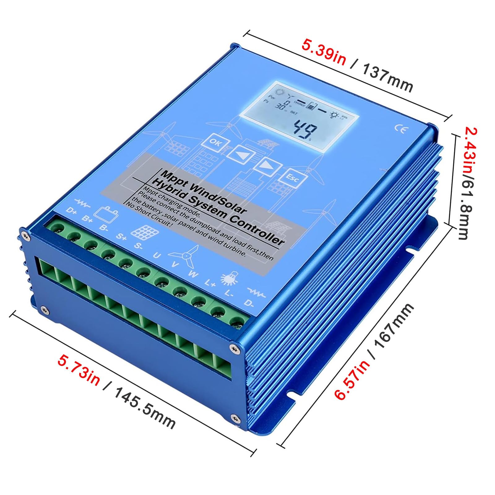 8000 W 9000 W 10000 W hybrydowy regulator ładowania wiatrowego solarnego, 12 V 24 V 48 V MPPT hybrydowy regulator ładowania z obciążeniem zrzutowym, do systemu generatora słonecznego i wiatrowego, 12