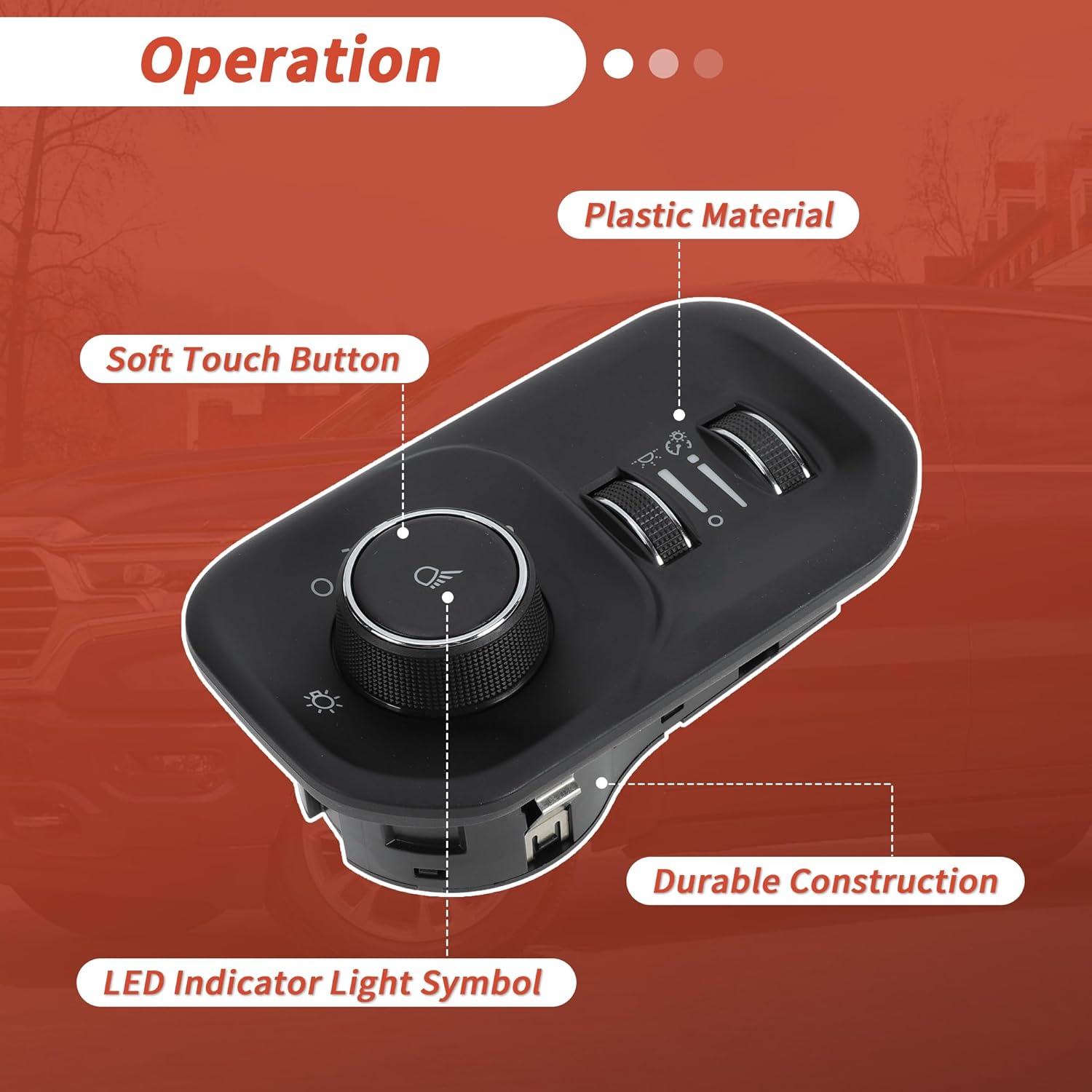 Headlight Switch with Removal Tool for Ram 1500 2019-2021 Headlamp Dimmer Switch for Ram 2500 2019 2020 2023 2024 OE No.68401933AA/68401933AB/HLS1774 for Ram 3500 2019-2020 2024