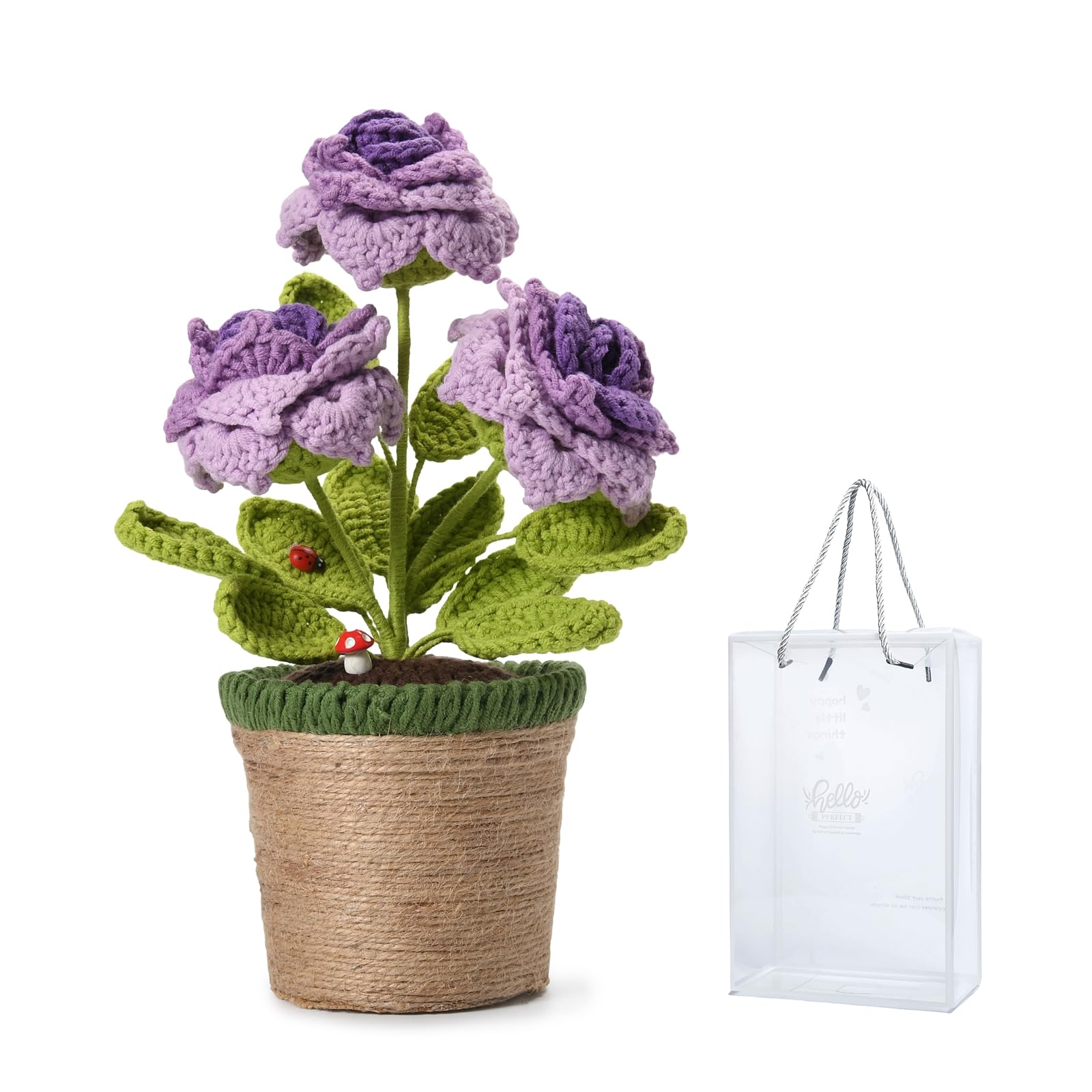 Pot de fleurs en crochet fait à la main violet : la solution pour des plantes toujours belles