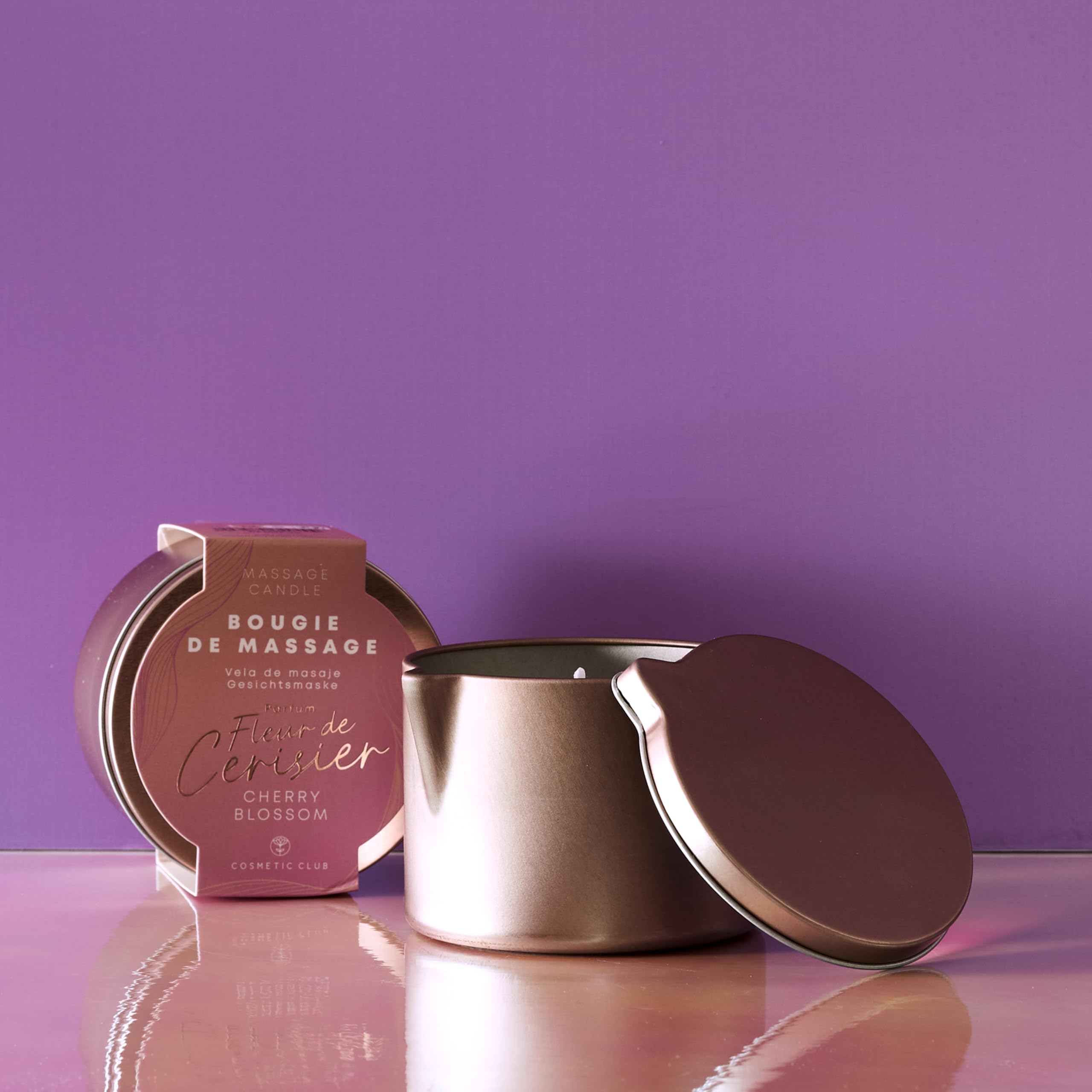 COSMETIC CLUB - SC40049, Vela de Masaje Flor de Cerezo 140G, Aroma Envolvente de Flor de Cerezo, Cuidado de Belleza Relajante, Uso Fácil y Momentos de Compañía