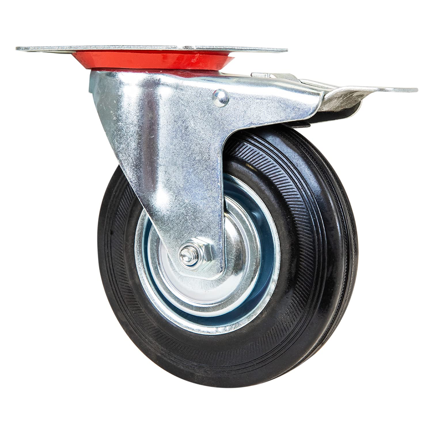 Ruedas de goma maciza con freno 125 mm 400 kg HMF 6790 4 unidades negro