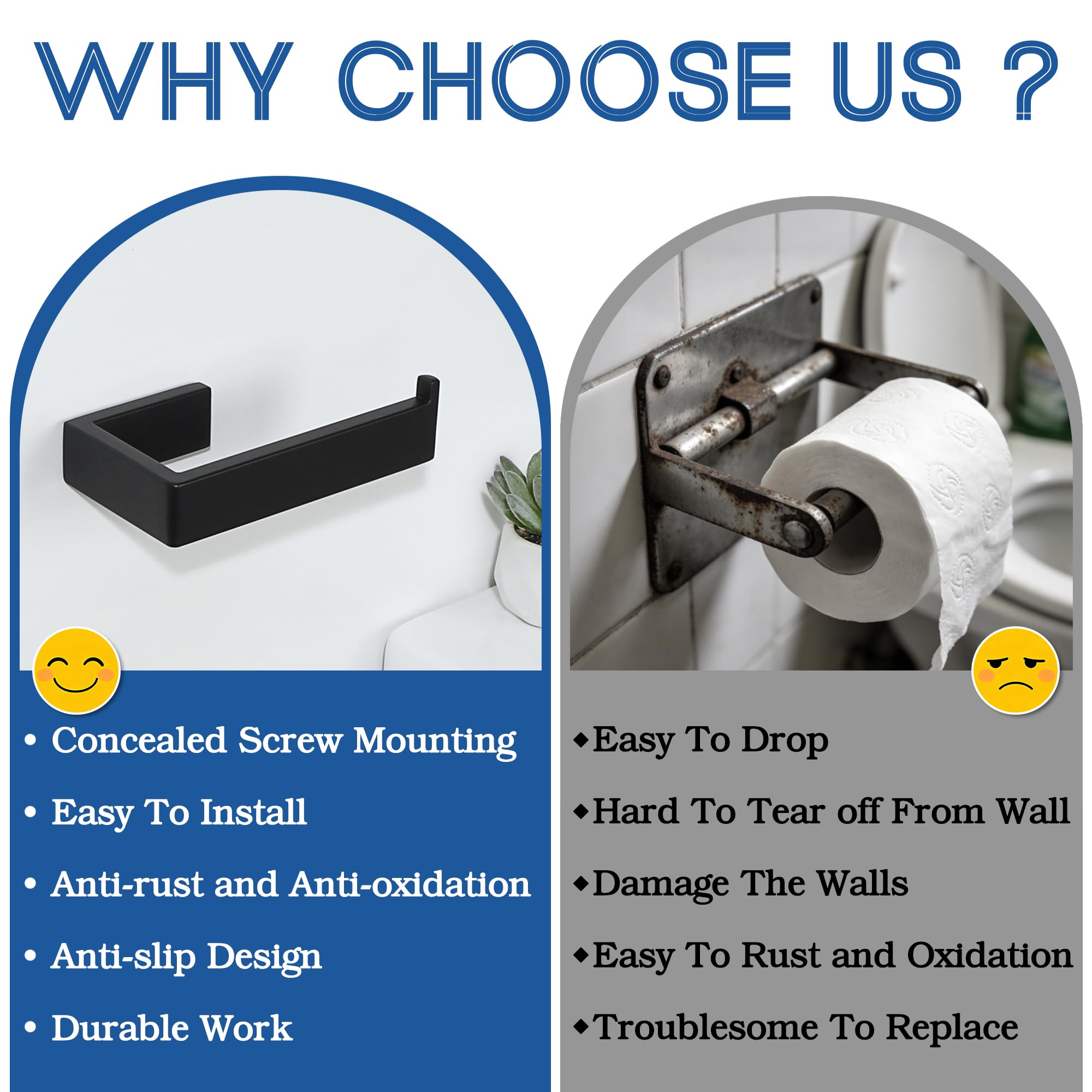Matte Black Wall Mounted Toilet Paper Holder -6