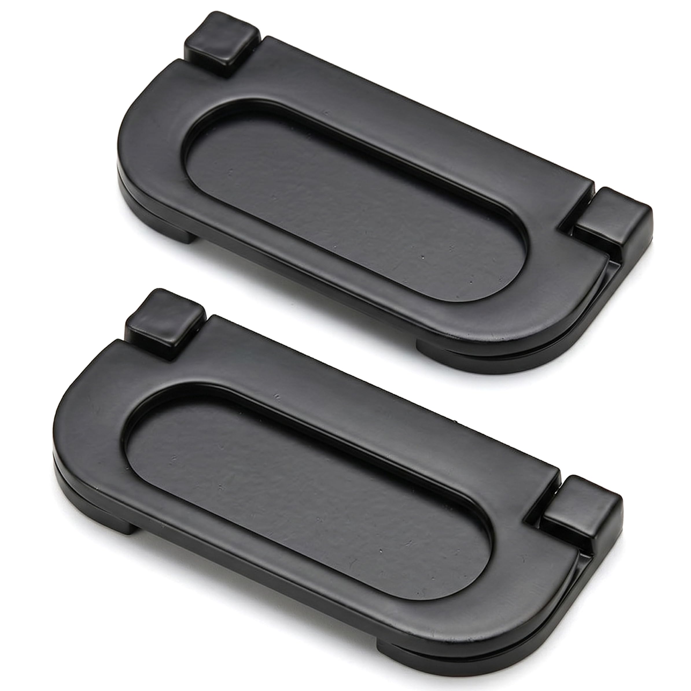 2 Pack Recessed Door Pulls, Zinc Alloy Flush Pull Handles, Flat Door Knobs for Tatami Drawer Cabinet, Matte Black