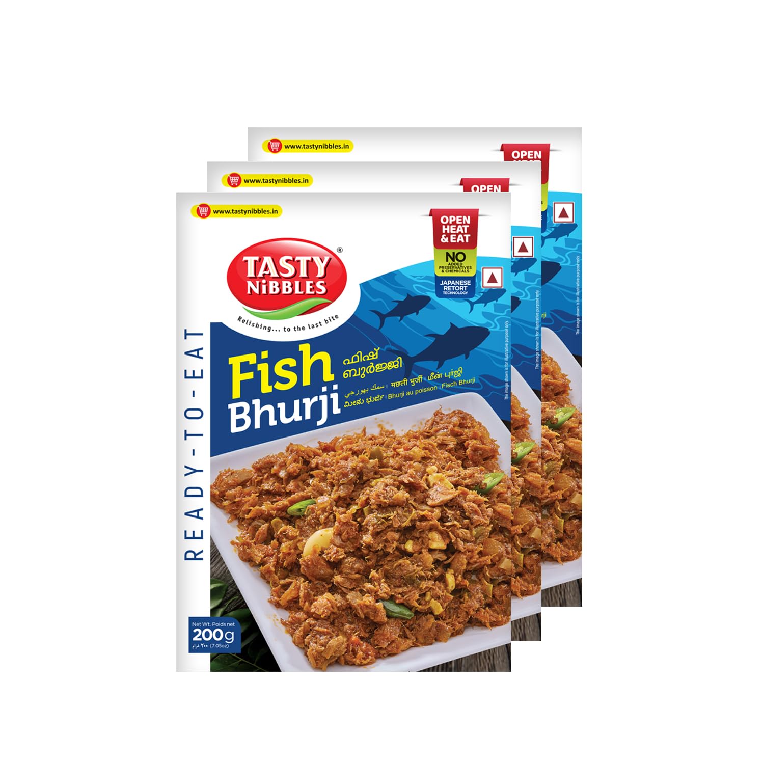 TASTY NIBBLES Fish Bhurji 200g [Pack of 3]|Open Heat & Eat| No Added Preservatives | Japanese Retort Technology