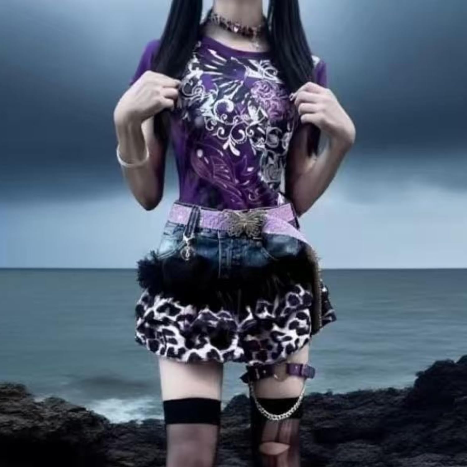 Emo Grunge Shirts Y2k Goth Short Sleeve Tops 2000s Harajuku Fashion Mcbling Vintage Graphic Streetwear Women Tops - Image 6