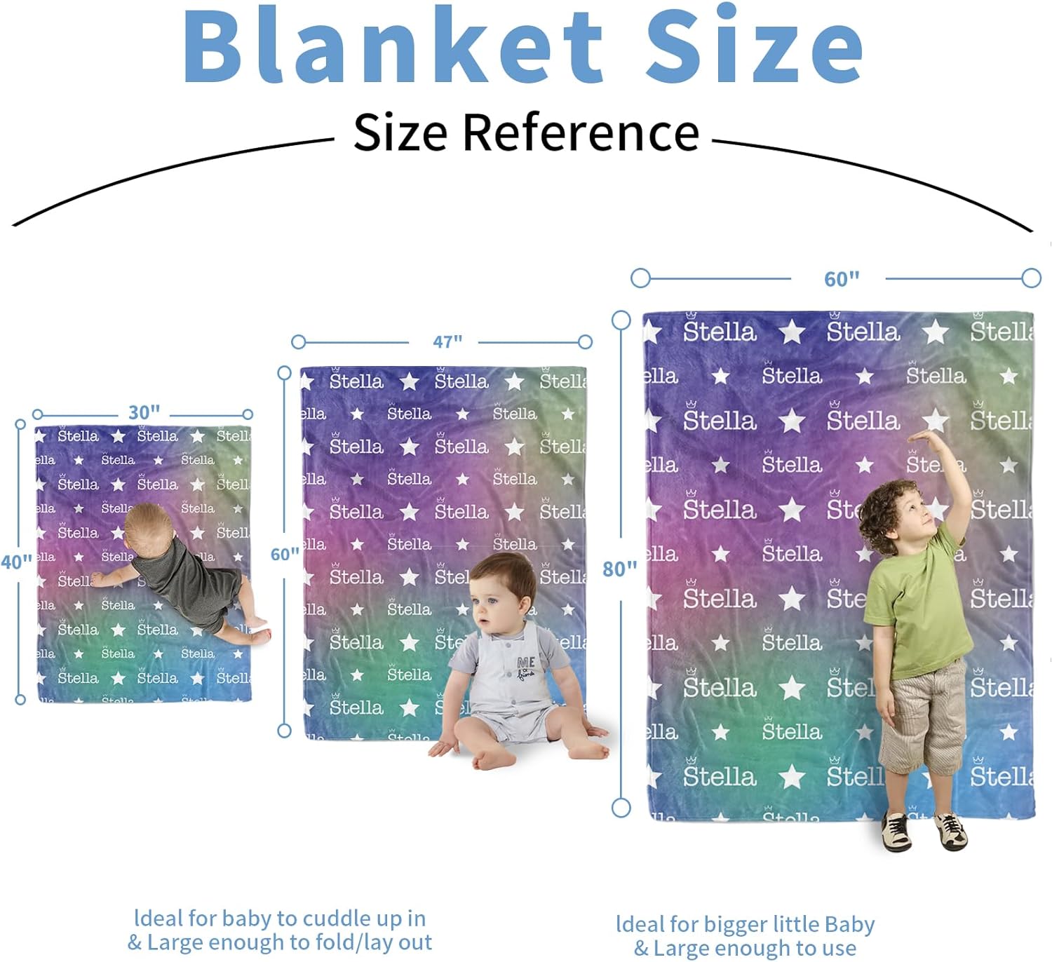 KAINSY Personalized Name Blanket for Kids Adult, Customized Baby Blanket with Double Layer Dotted Backing, Newborn Nursery Bed Blanket, Gift for Birthday Christmas Valentines Day(30"x40")