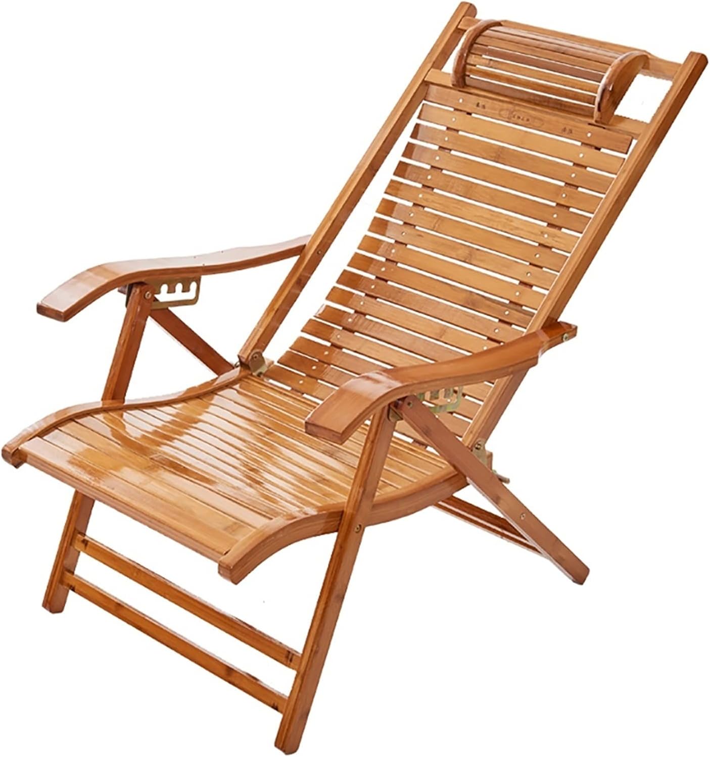 Comfortable Outdoor Garden Reclining Chair,Lawn Patio Lounge Chairs,Camping Beach Folding Recliners,Wooden Folding Chairs with Padded Seats,Ergonomic,Brown (Color : Brown)