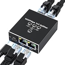 Ethernet Splitter 1 to 3 1000Mbps High Speed Either Network Splitter Internet Cable Splitter 1 in 4 Out Gigabit Dual LAN RJ45 Port Router Switch Work for Cat 5/5e/6/7/8 Cable