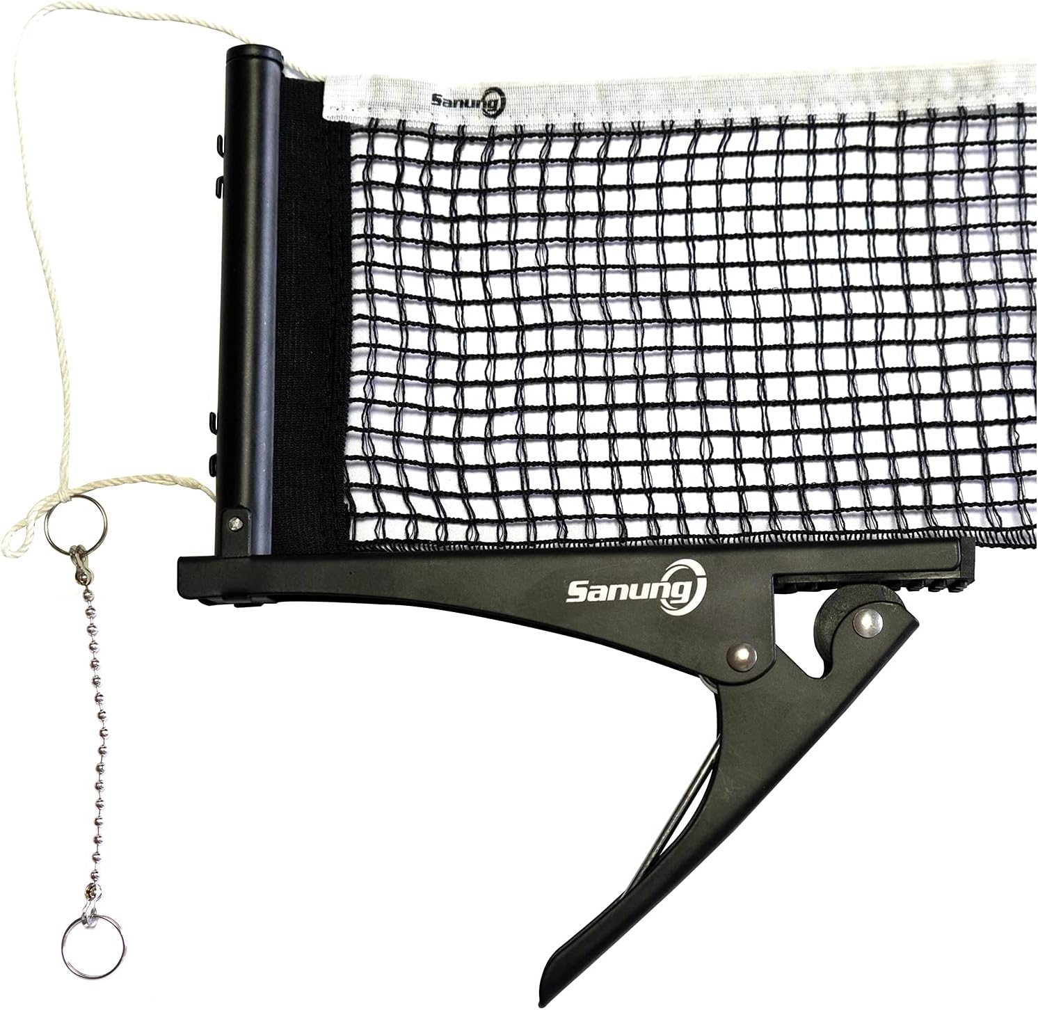 Sanung S304 Portable Table Tennis Net and Post Set Folding Spring Clamp-on with 2 Posts Kit Adjustable Ping Pong Training Mesh Net for Standard 60in Wide Tables Easy Setup