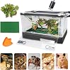 RunDuck Foldable Reptile Terrariums Kits with Plant, Feeding Bowl, Carpet, Easy to Carry, Easy to Move with Wheels, Heat-Resistant Material, Suitable for Lizard Tortoise Leopard Gecko (Black)