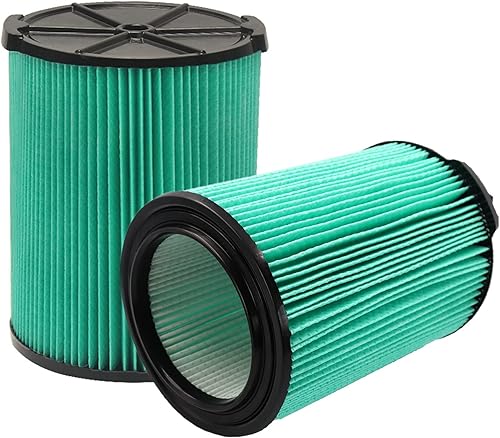 VF6000 - Filtro de vacío de repuesto plisado de 5 capas compatible con aspiradoras Ridgid Shop Vac de 5 a 20 galones para húmedoseco (2 paquetes)