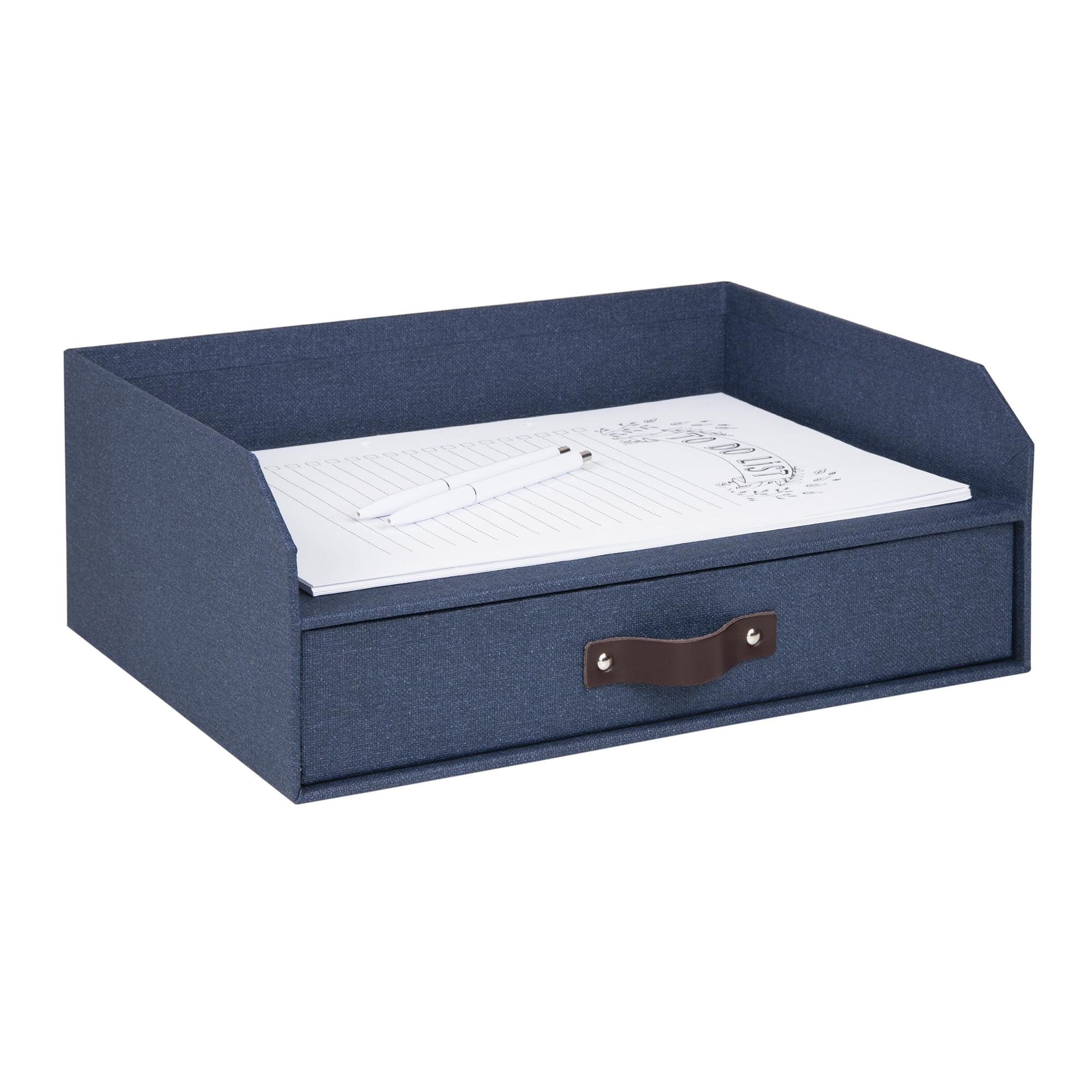 Bigso Walter Briefablage für Dokumente im A4- oder Briefformat, Papierablage, Organizer für den Schreibtisch mit Aufbewahrungsschublade und stabilen Gummifüßen, 33,3 x 25,4 x 13,2 cm, Blau