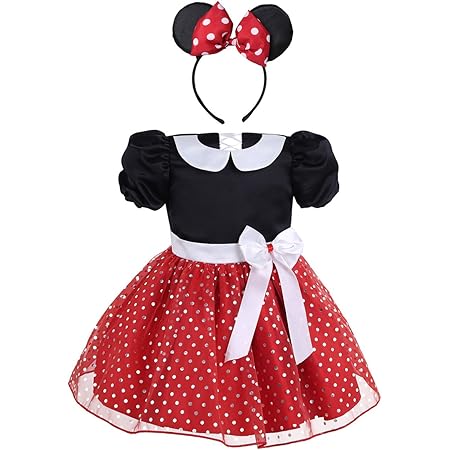 Amazon ティアオバグ Tiaobug ハロウィン クリスマス 子供 ミッキーマウス ミニーマウス ミニー ドレス ミニーちゃん ベビー 仮装 コスプレ プリンセス ドレス ワンピース レッド 75 キッズコスチューム おもちゃ