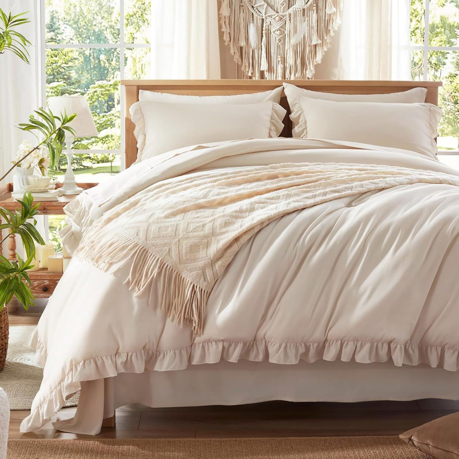 Freyamy Bettwäsche Mädchen Pintuck Plisseefalten Chic Bettwäsche-Sets Pinch Pleat Luxus Bettwaren-Sets Gebürstet Microfaser Bettbezug mit Reißverschluss und Kissenbezug 80x80cm