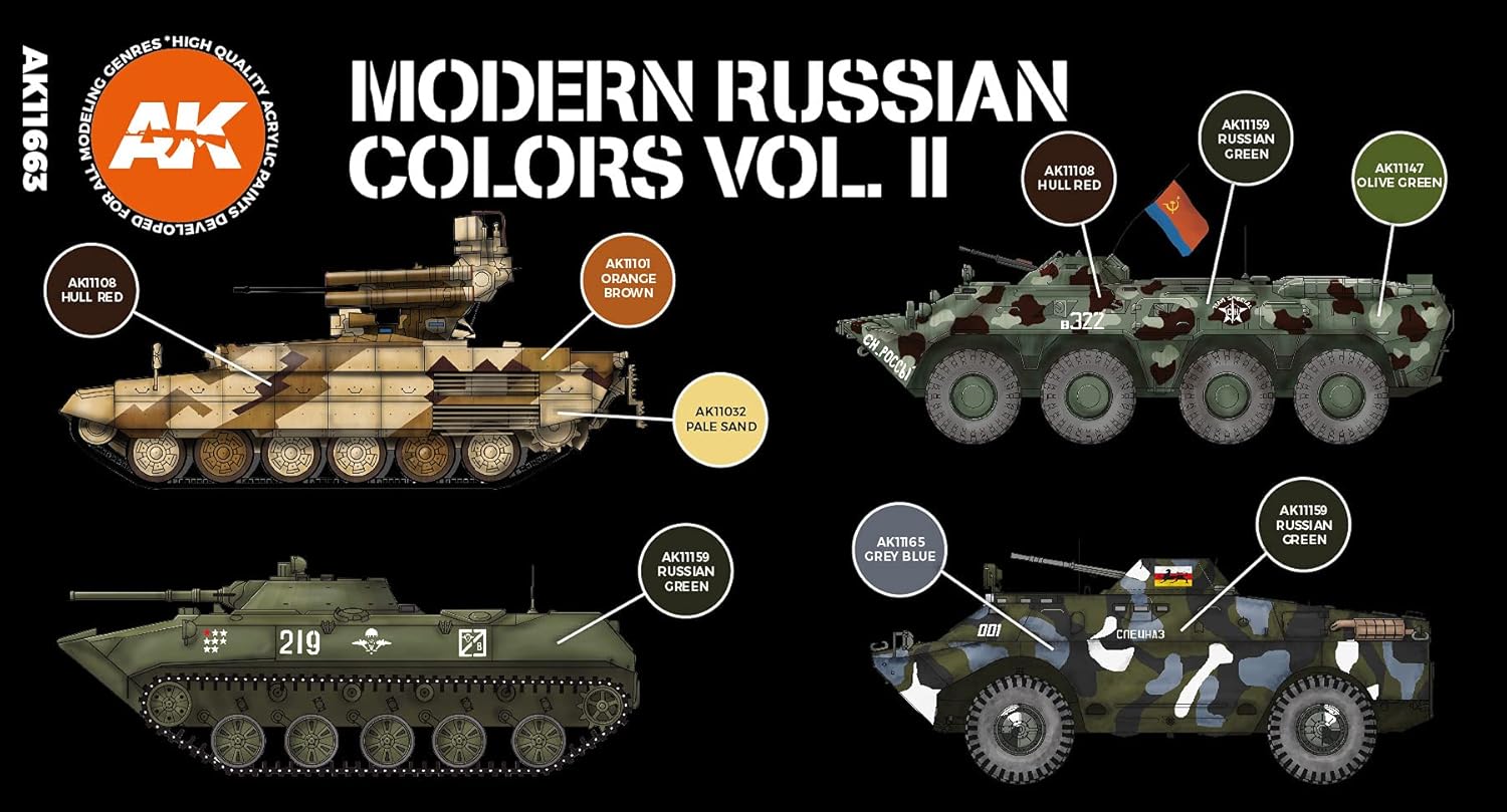 AK Interactive 3G Modern Russian Colours Vol 2 - Plastic Modelling Paints & Accessories, Item # AK-11663