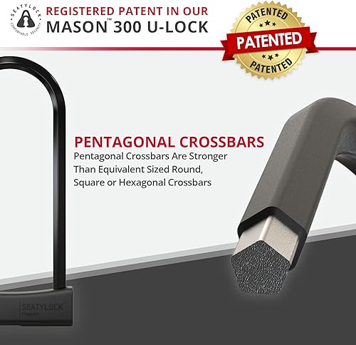 Miniatura 3 de Seatylock Mason Bike U Lock  Patentado resistente antirrobo diamante seguro ULock  Herramienta de seguridad de bicicleta de ultra seguridad con