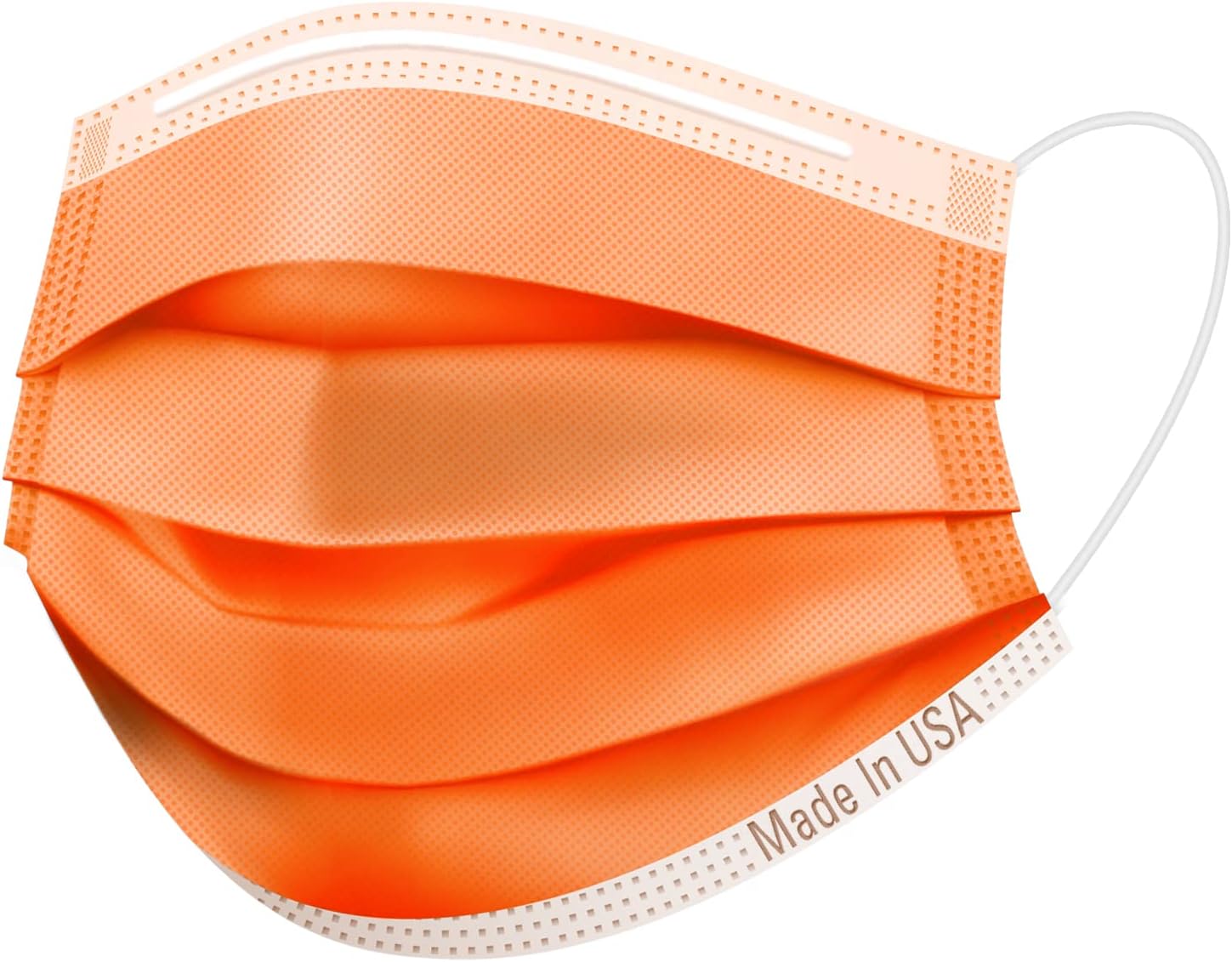 CW Horizon Made in USA Disposable Face Mask (50 Pack), 3 Layers Non-Woven Fabric Filtration, Breathable, Elastic Spandex Ear Loops, Comfortable Ergonomic Design (Orange) : Beauty & Personal Care