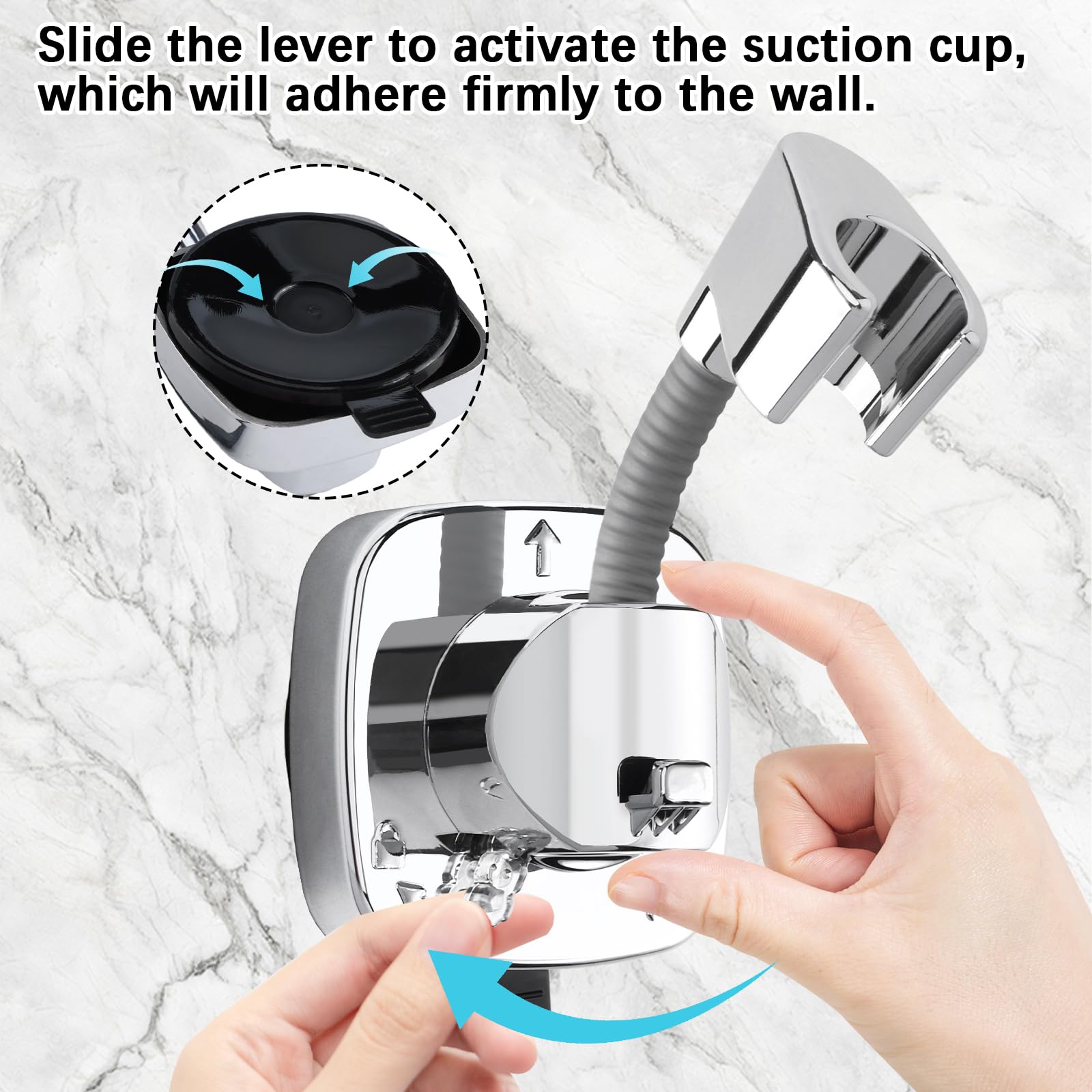 Supporto per soffione doccia senza foratura, supporto per doccetta, supporti per soffione doccia, ruotabile a 360°, con ventosa