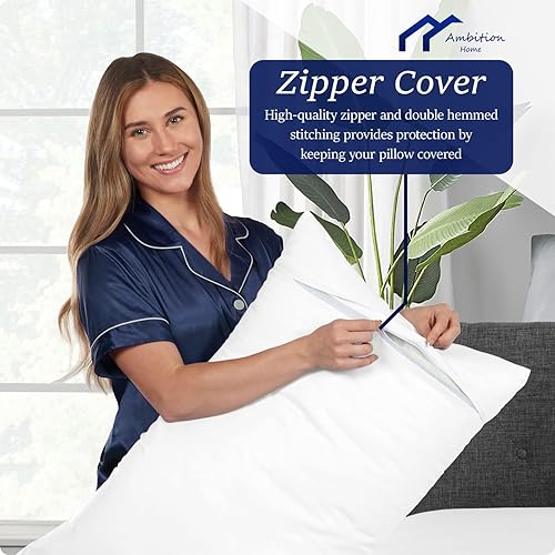 Miniatura 5 de Funda de almohada corporal de 20 x 48 pulgadas, 100 % algodón egipcio suave, paquete de 1 funda de almohada corporal de 500 hilos de alta calidad