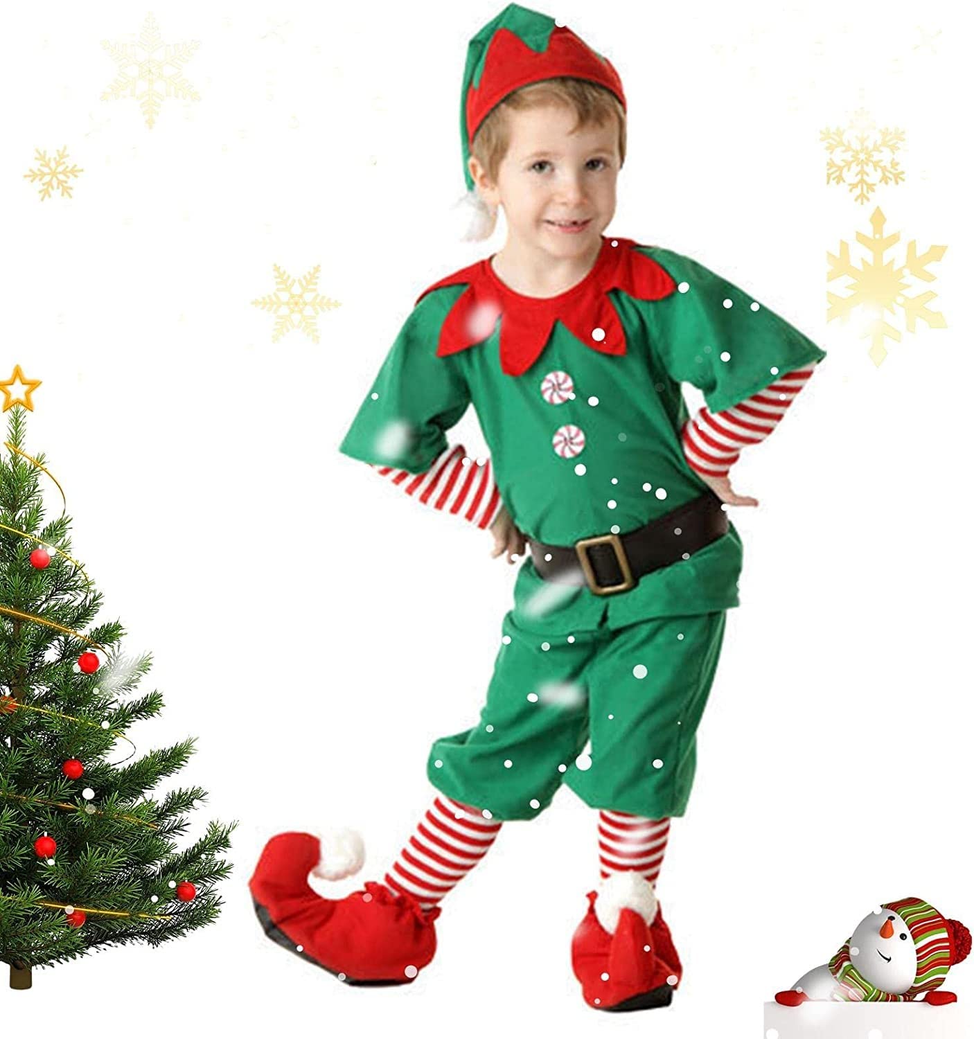 Chapeau D'Elfe Chaussures Elfe Bas Rayé Pour Adultes, Accessoire De Costume Elfes De Noël Avec Chapeau Elfe Couvre Chaussure Elfe Chaussettes Longues Rayées, Pour Noël, Carnaval, Halloween, Cosplay