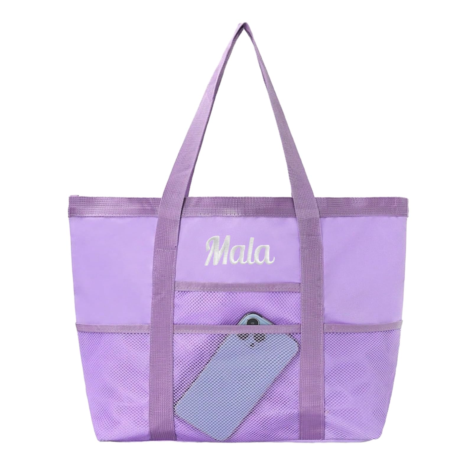 BUZCOZY Personalized Pink Beach Bag with Embroidered Name,Foldable Travel Tote，Custom Tote Bag Travel Essential