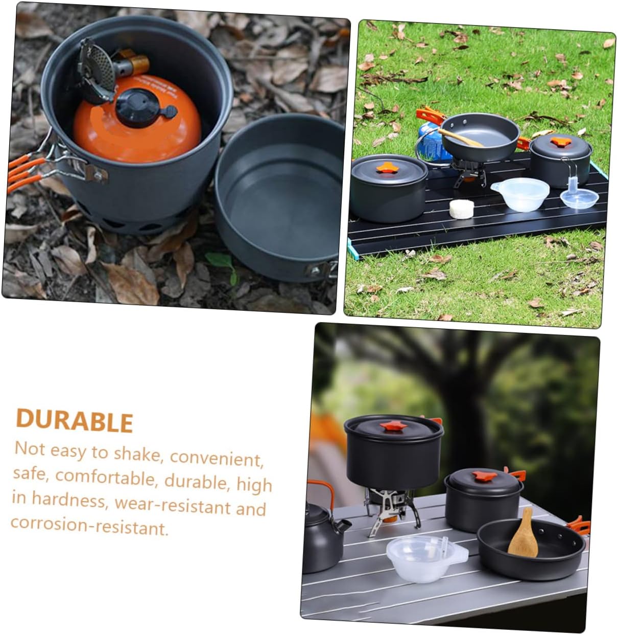 Mikinona 1Set Person Outdoor Camping Cookware Portable Cooking Pot and Kettle Gear for Prep Lightweight Durable and Wear Resistant Camping Kitchenware